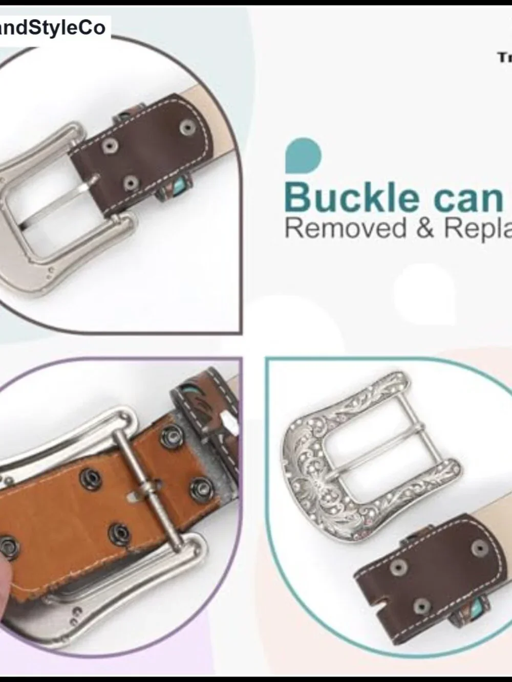 Western Belt for Women Cowgirl Bling Rhinestone PU Leather Interchangeable
